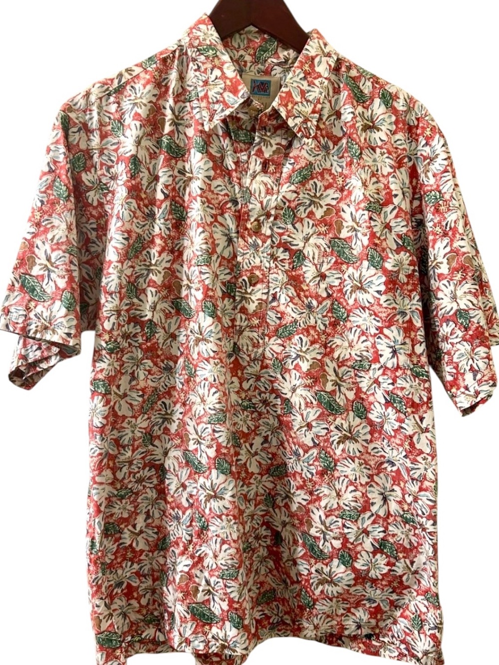KAHALA Avi Collection Hibiscus Print Aloha Shirt Men L Christmas Colors Floral